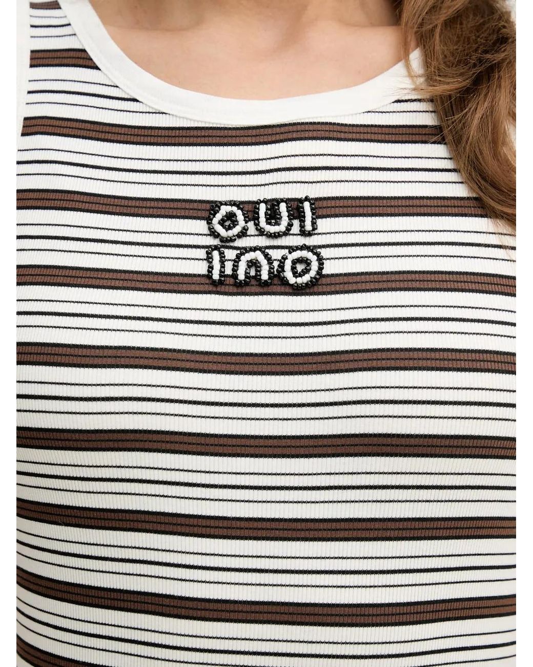 Ouí Blue Beaded Striped Tank Top