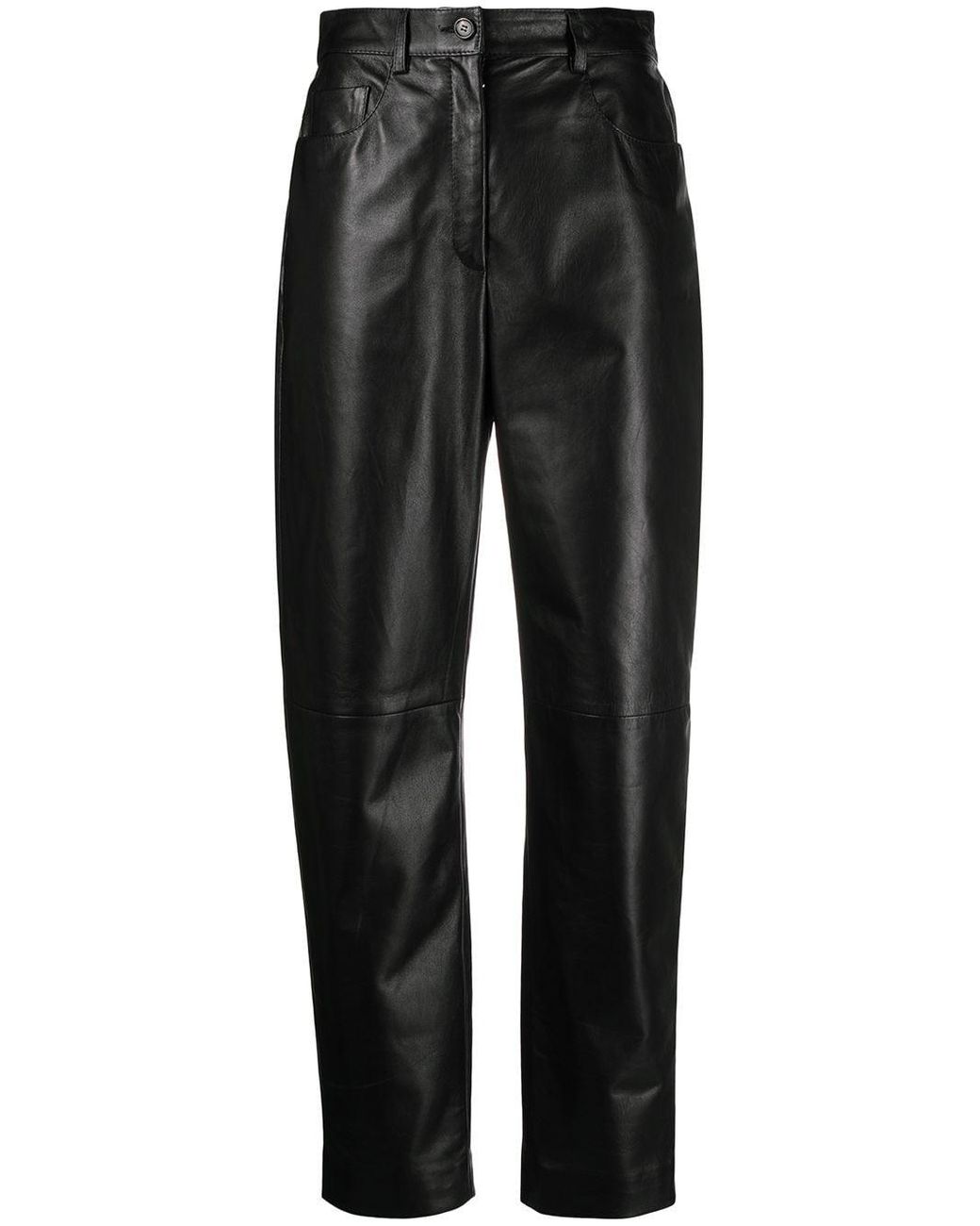Dolce & Gabbana High-waisted Leather Trousers in Black - Lyst