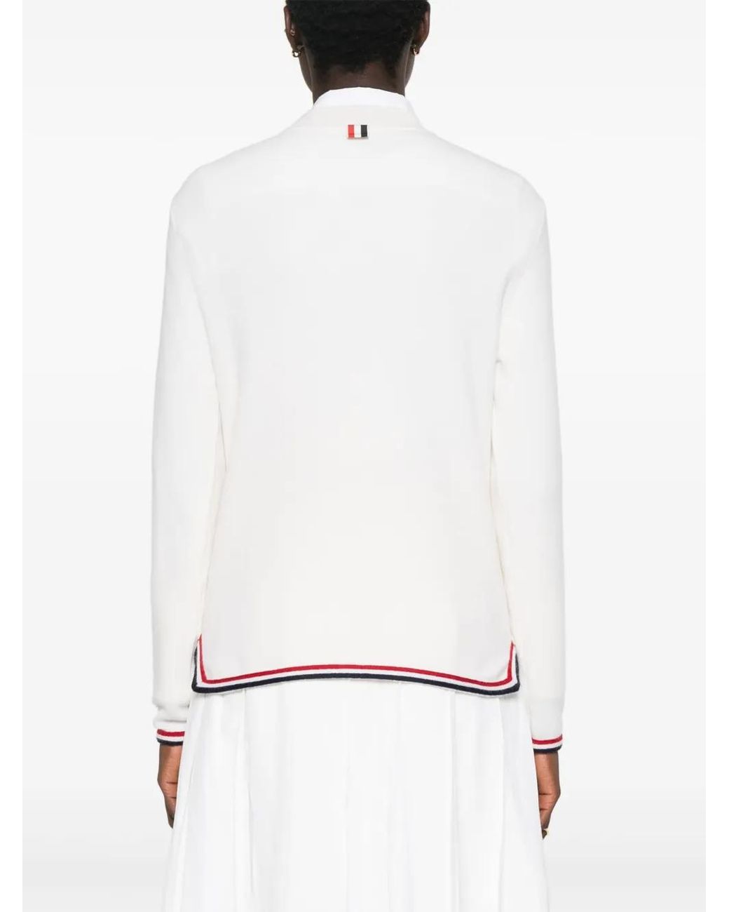 Thom Browne White Striped-Border Cashmere Jumper