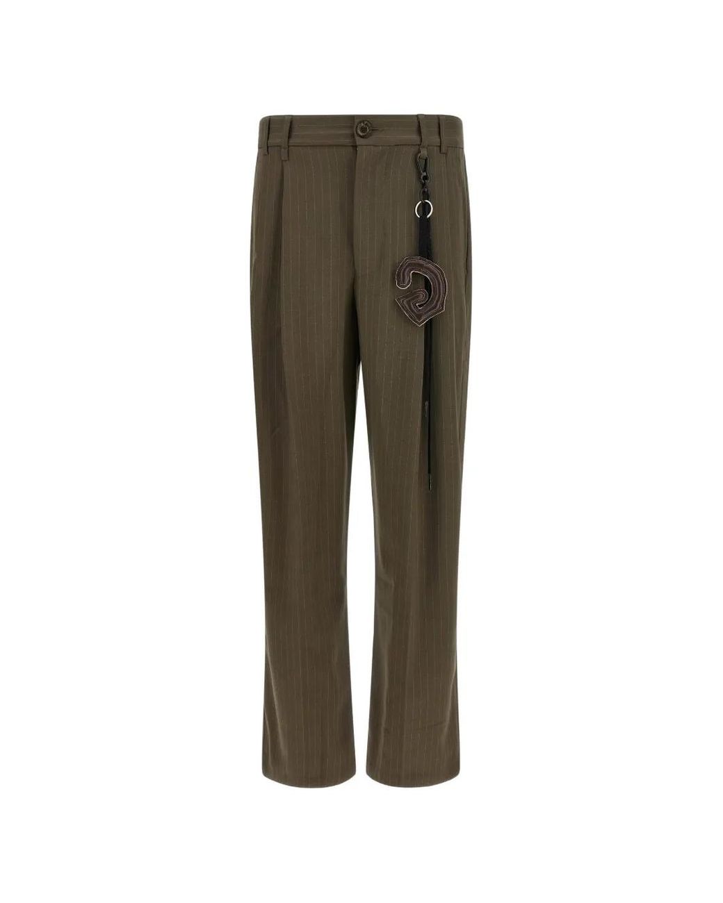 Song For The Mute Green Pinstripe Wide-Leg Trousers