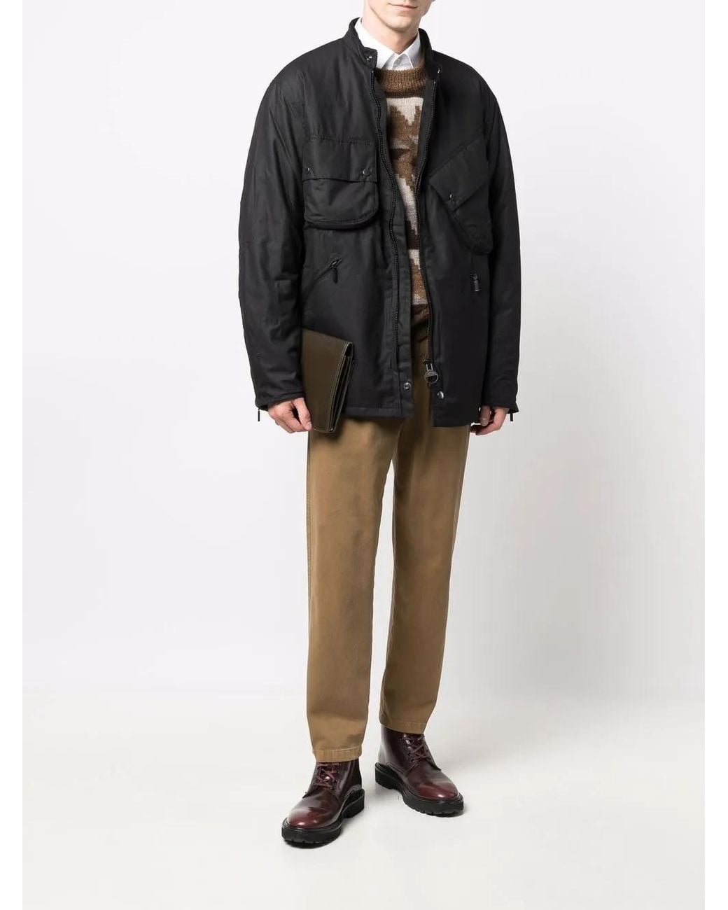 Barbour Black Multi-Pocket Zip-Up Jacket for men