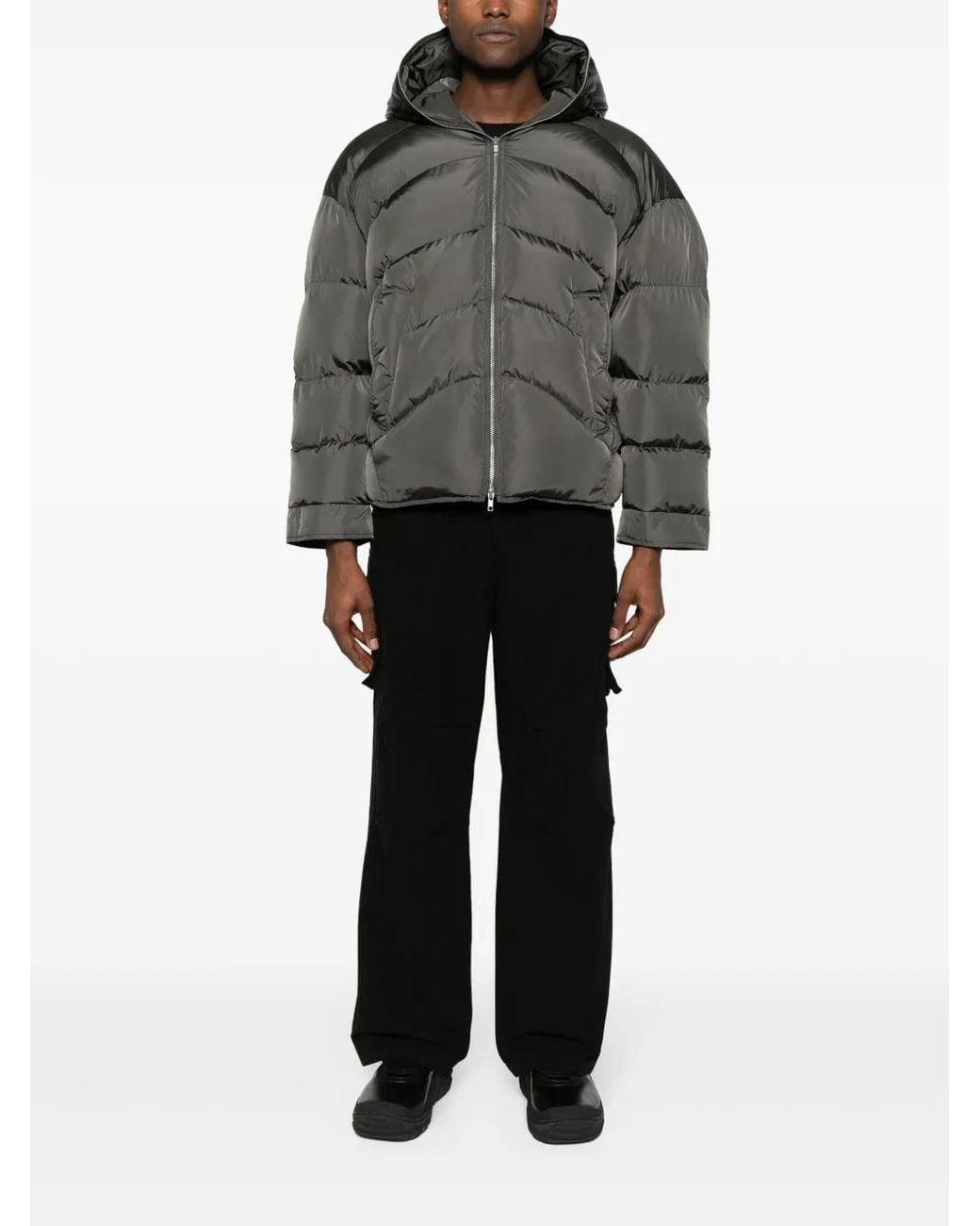 Random Identities Gray Hooded Padded Jacket for men
