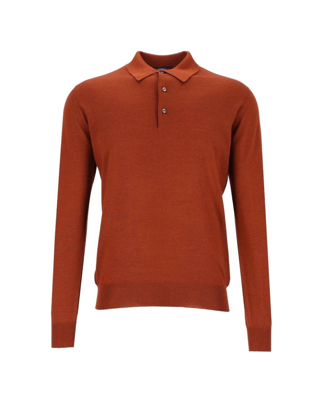 Fedeli Red Long-Sleeve Polo Shirt for men