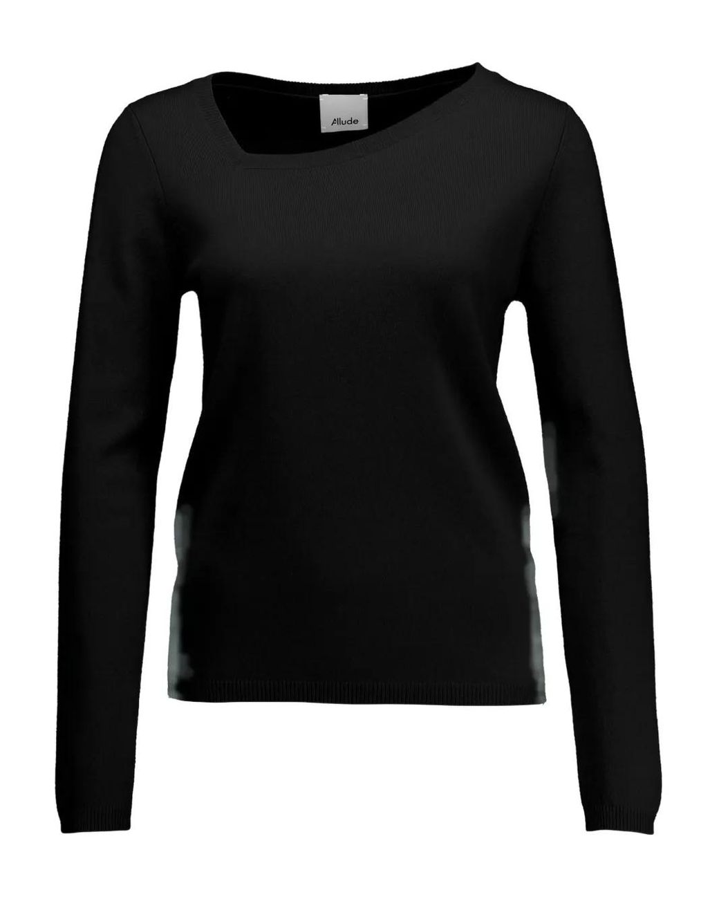 Allude Black Asymmetric-Neck Sweater