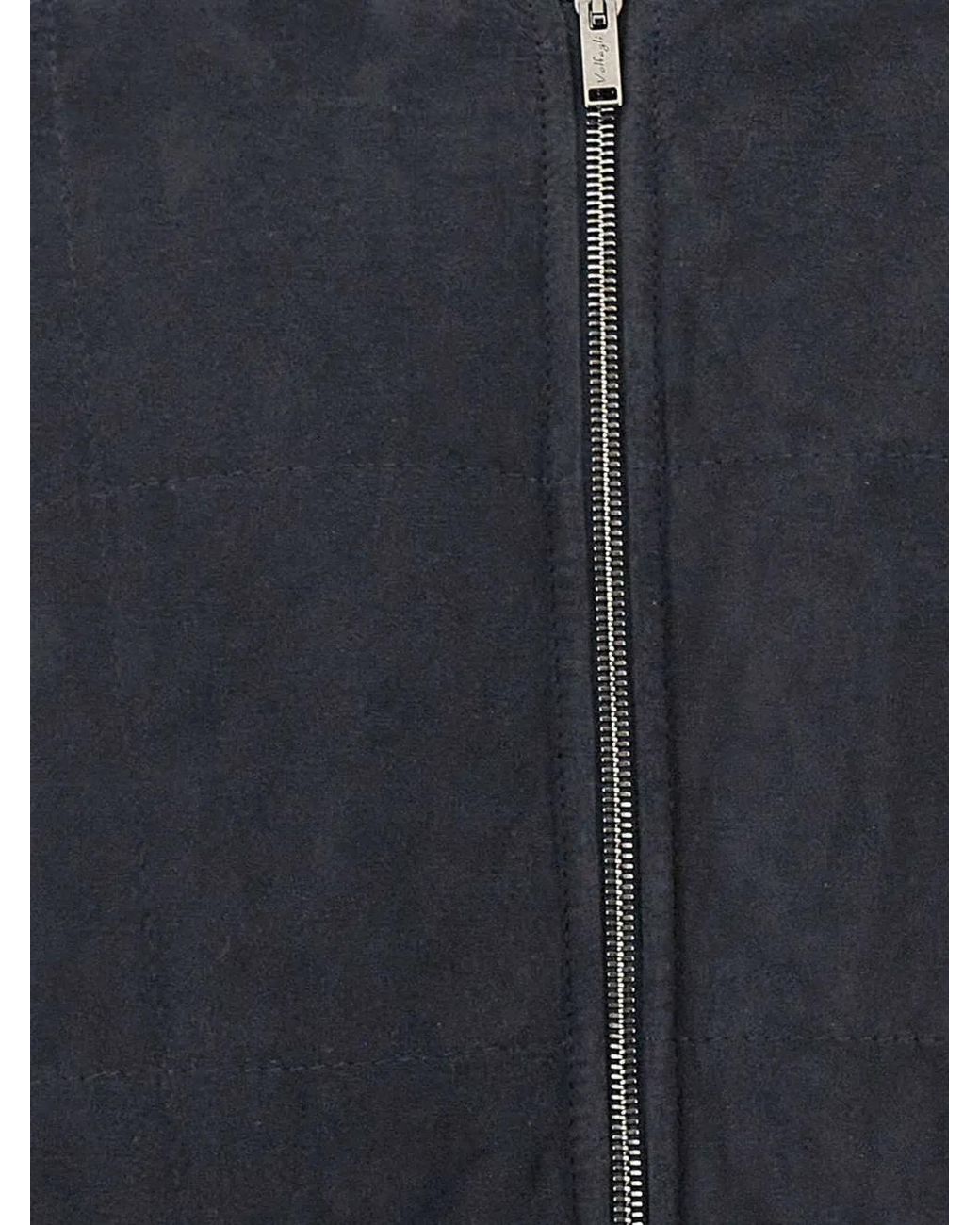 Volfagli Blue Pitti Camoscio Leather Jacket for men