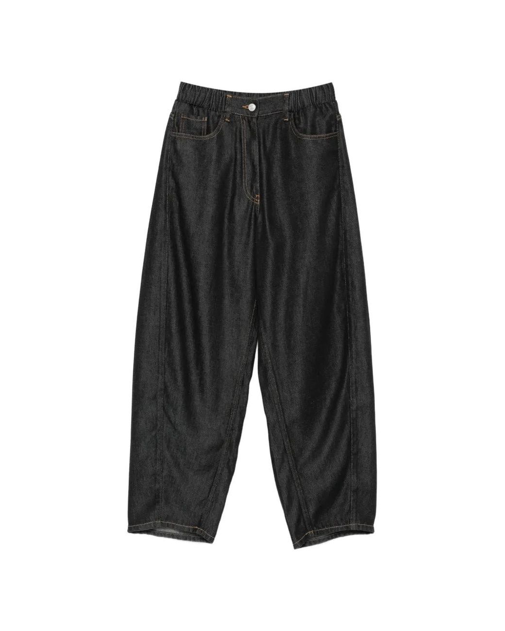 Nude Gray Elasticated-Waistband Contrast-Stitch Jeans