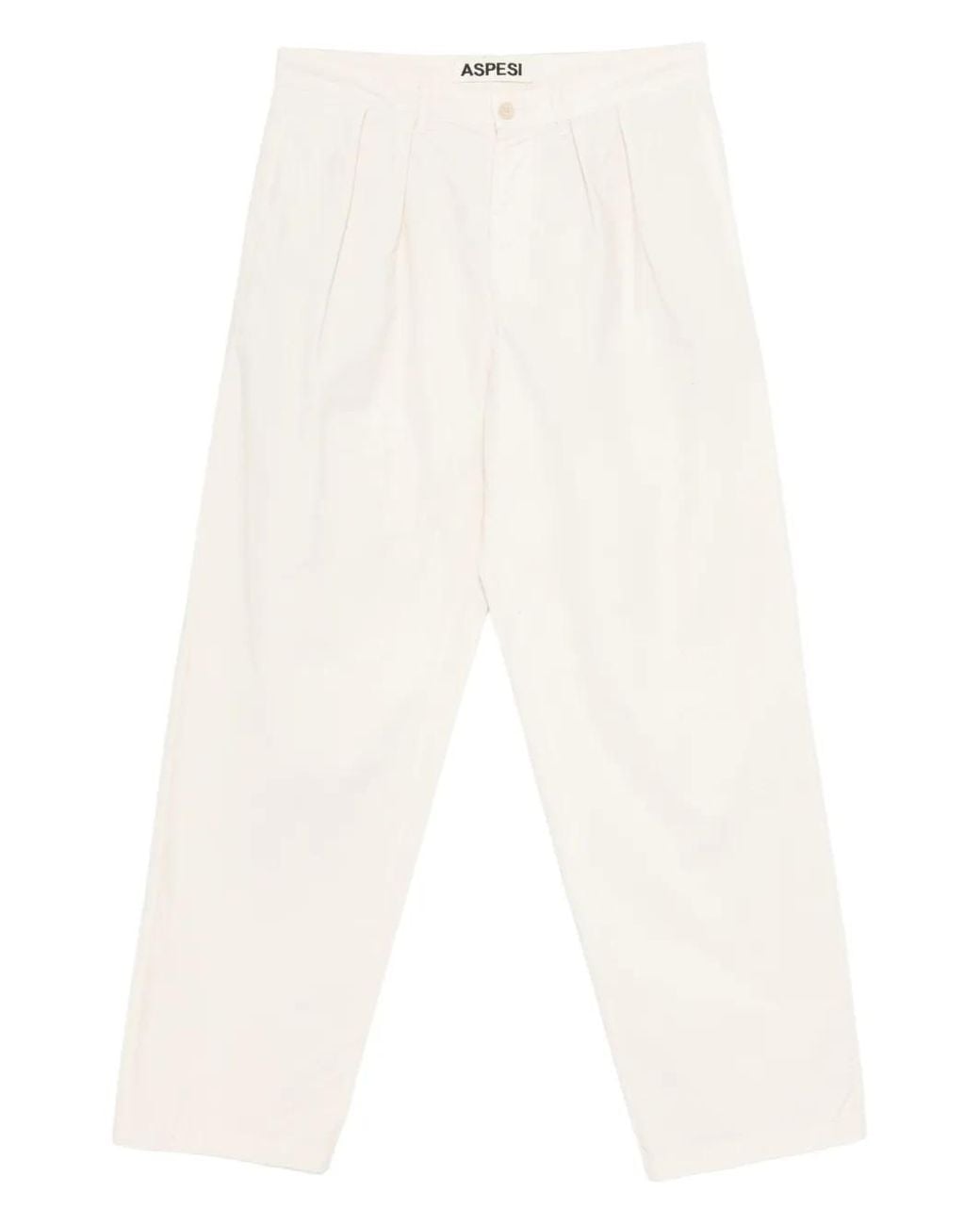 Aspesi White Pleated Cotton Trousers for men