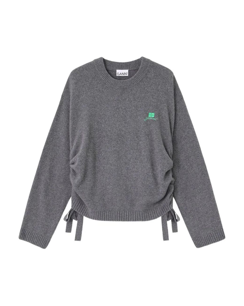 Ganni Gray Side Tie Details Jumper