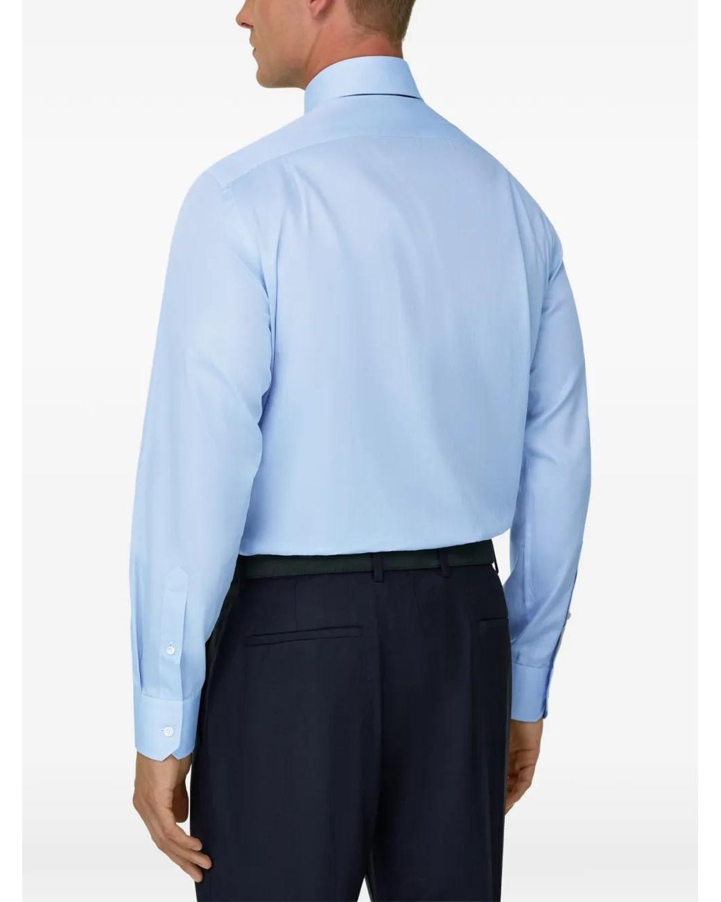 Boggi Blue Herringbone Cotton Muslin Shirt Regular Fit for men