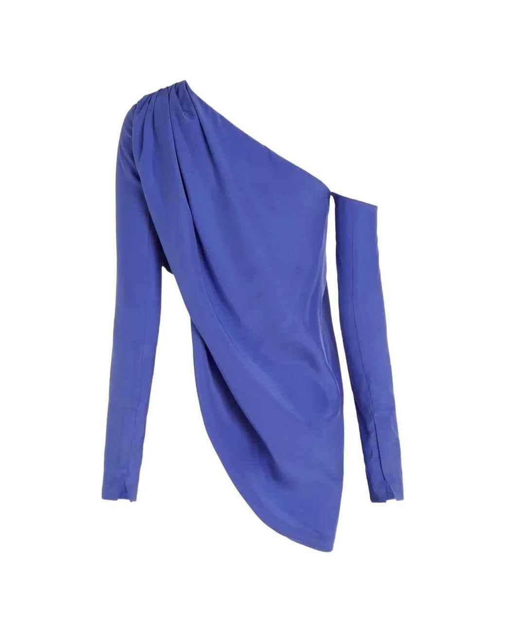 GAUGE81 Blue Toho One-Shoulder Silk Blouse