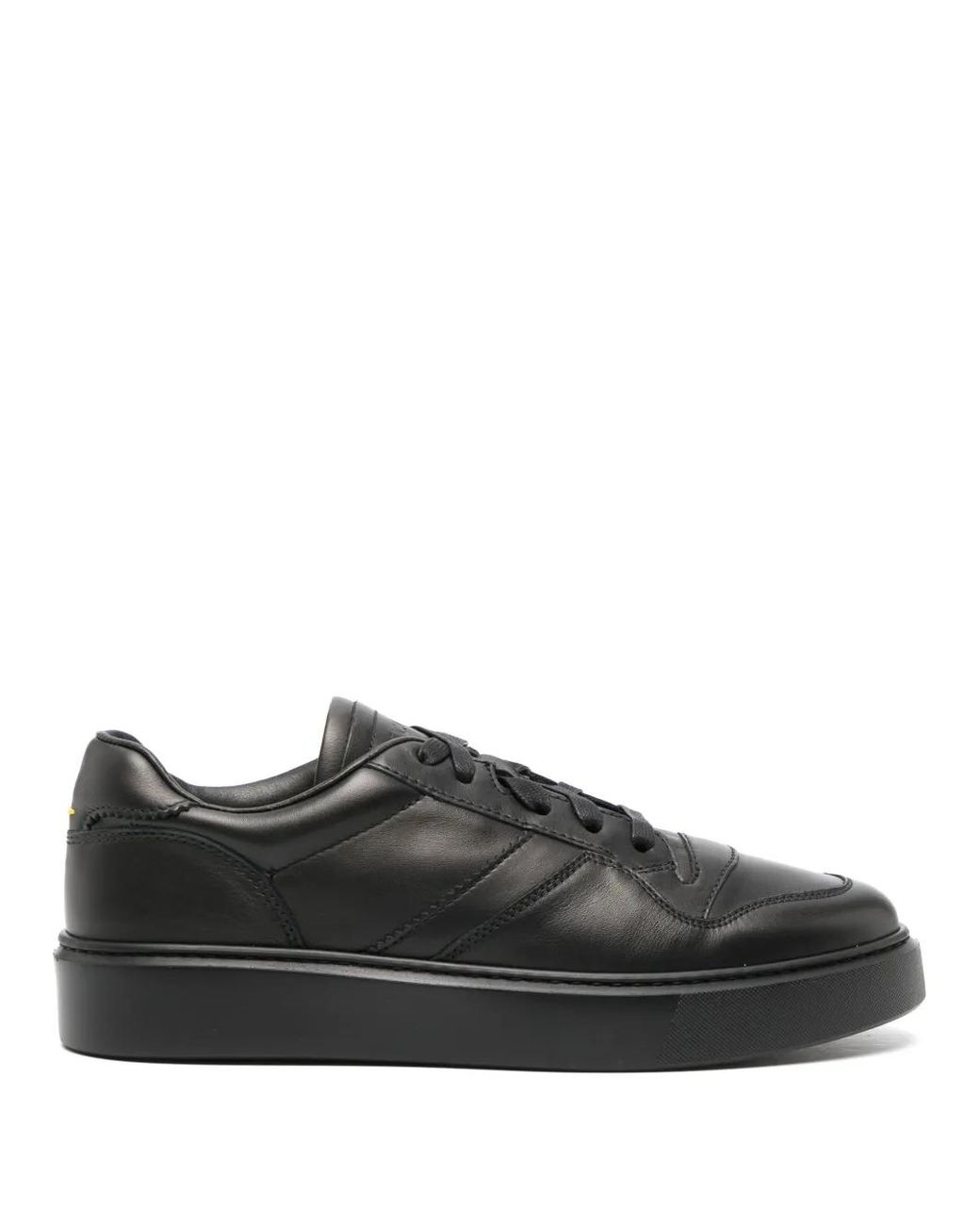 Doucal's Black Logo-Debossed Leather Sneakers for men