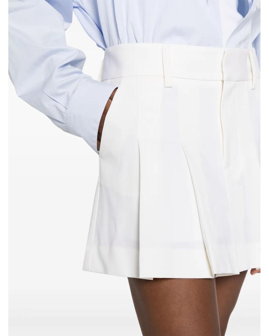 P.A.R.O.S.H. White Plisse' Mid-Rise Mini Skirt