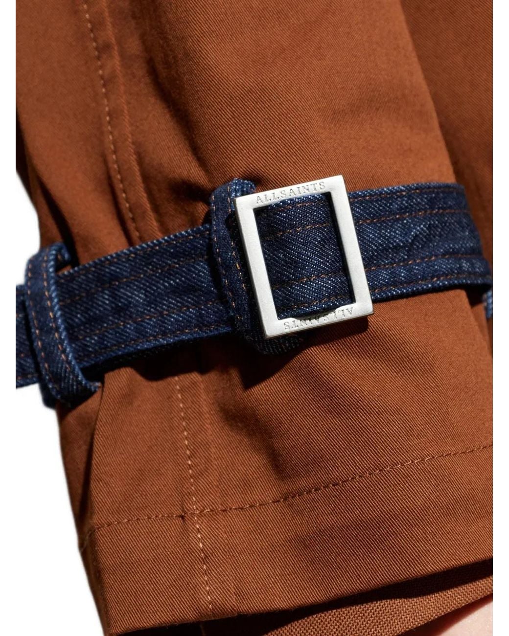 AllSaints Brown Daily Belted Panelled Coat