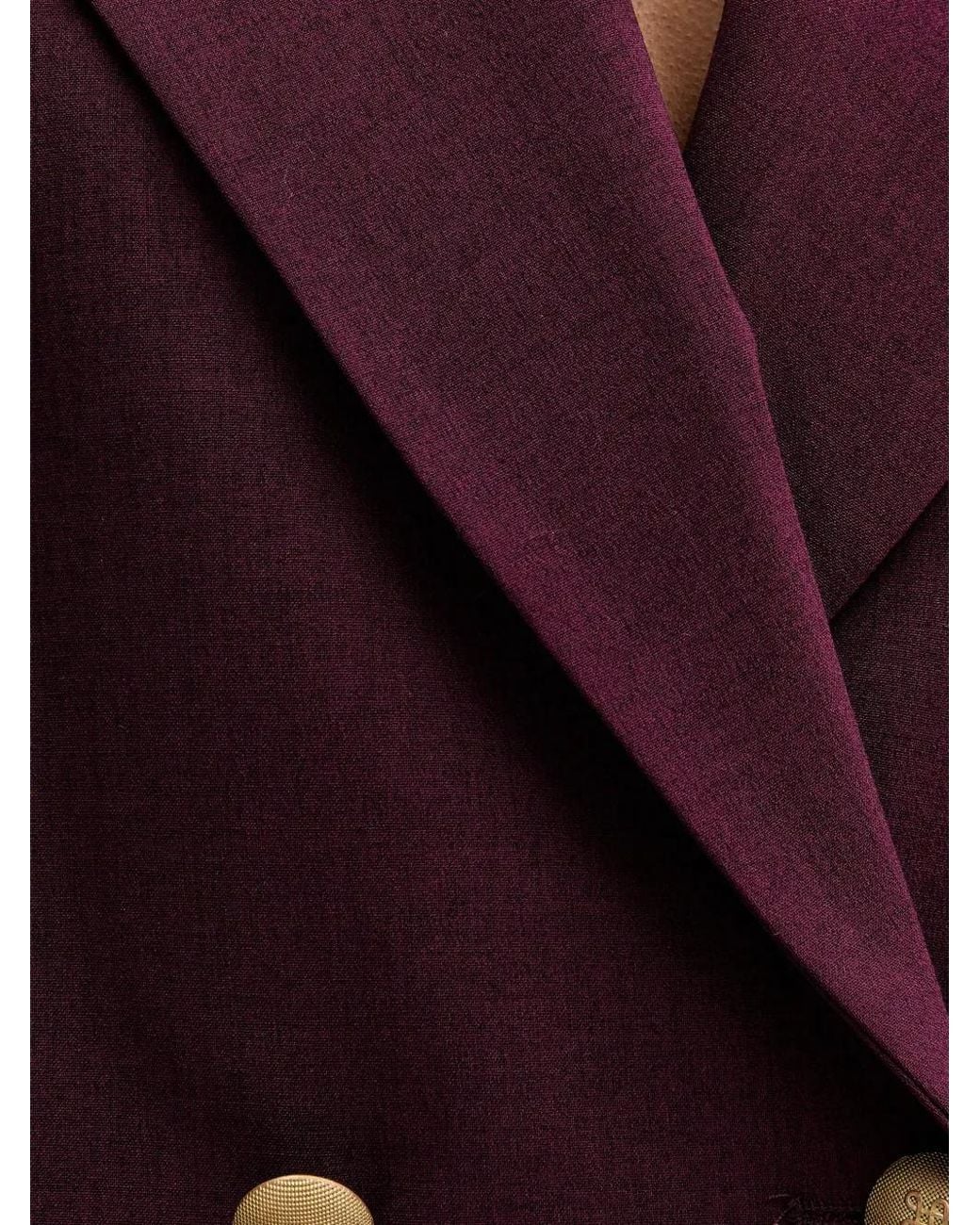 Haveone Purple Double-Breasted Cropped Jacket