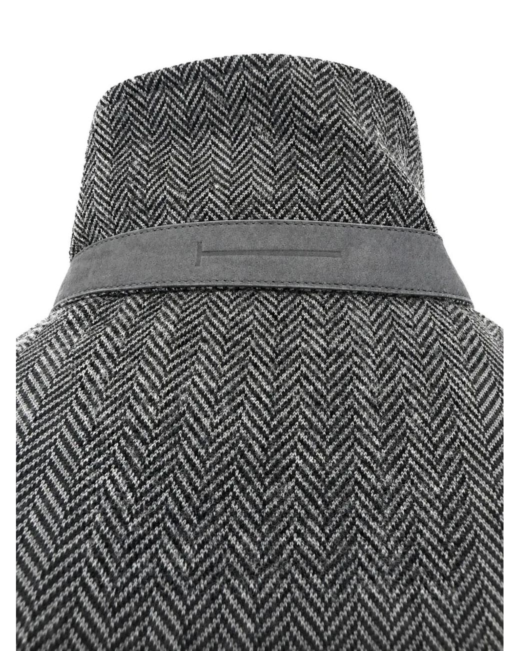 Tom Ford Black Herringbone-Pattern Nubuck-Detail Sweater for men