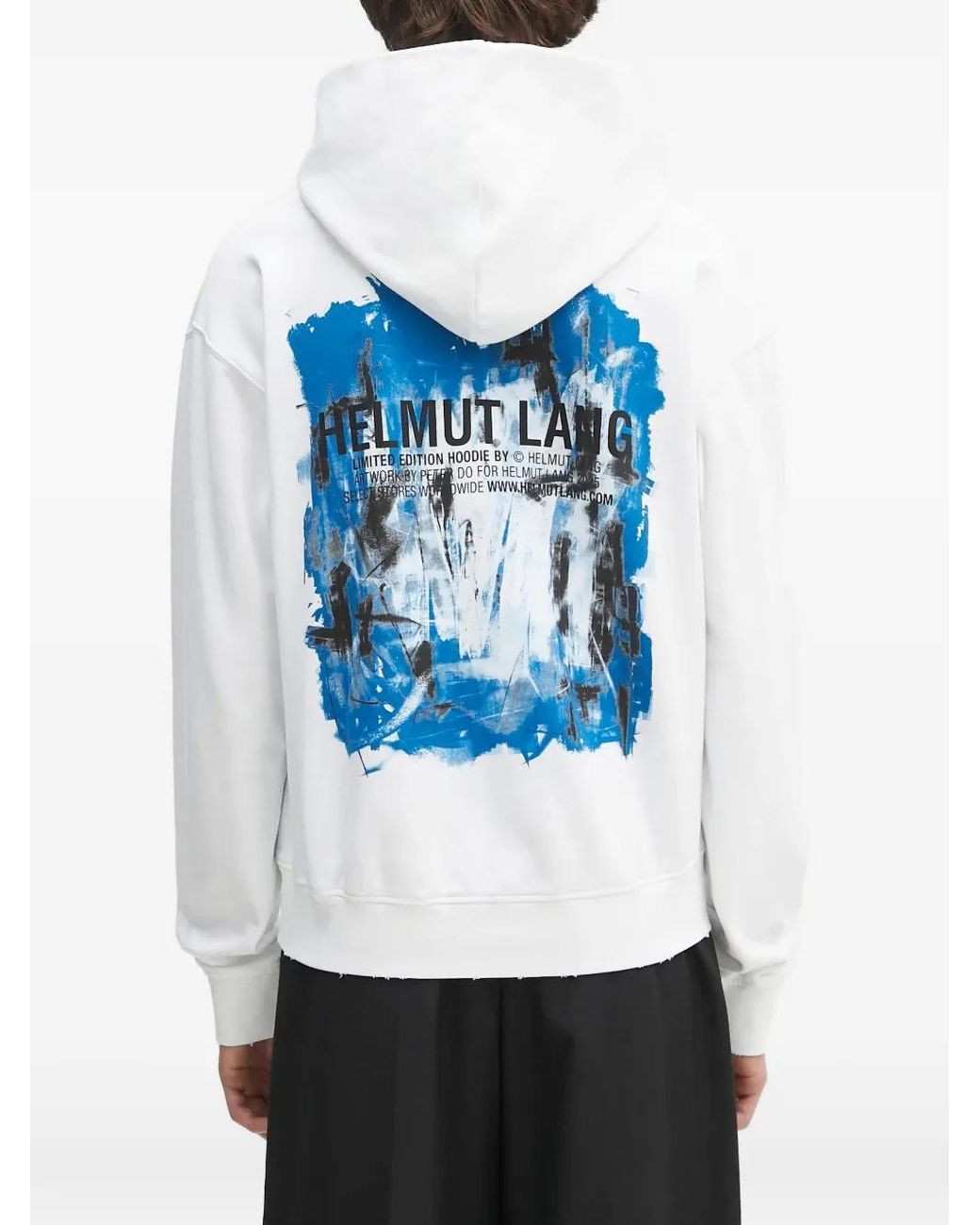 Helmut Lang Blue Graphic-Print Hoodie for men