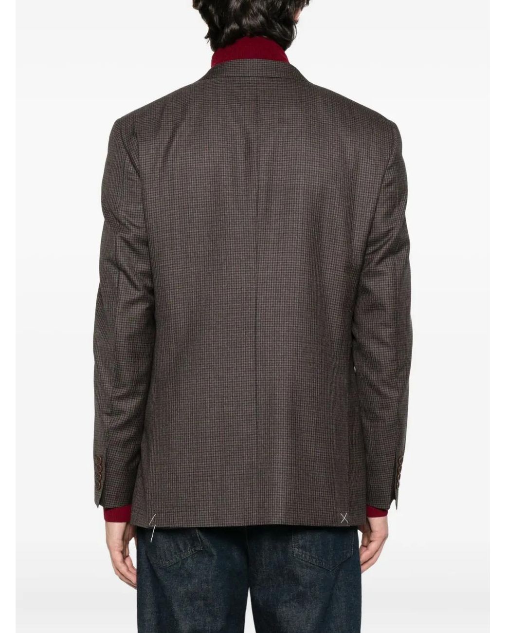 Canali Gray Checked Two-Button Blazer for men