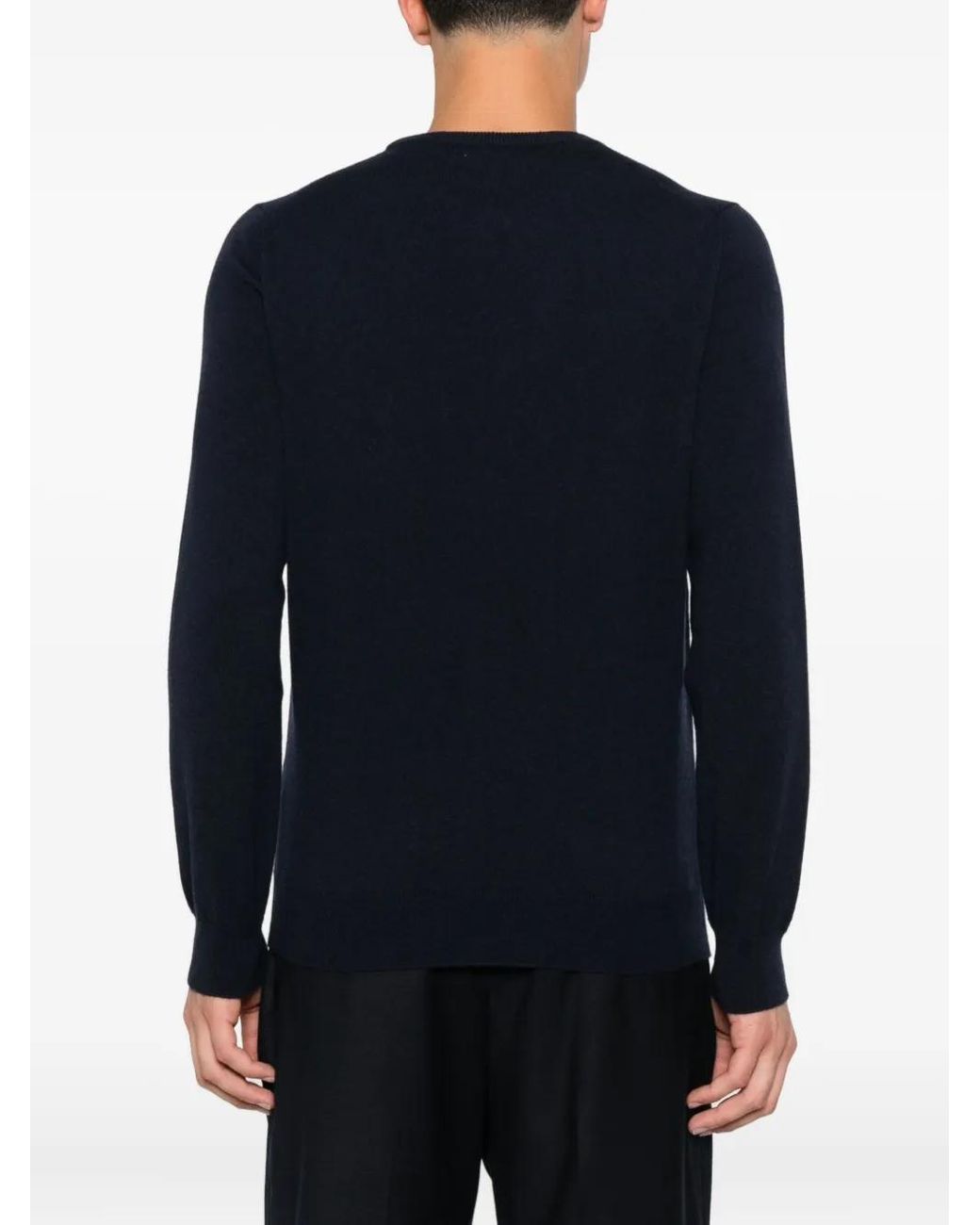 Malo Blue Cashmere Crew-Neck Sweater for men