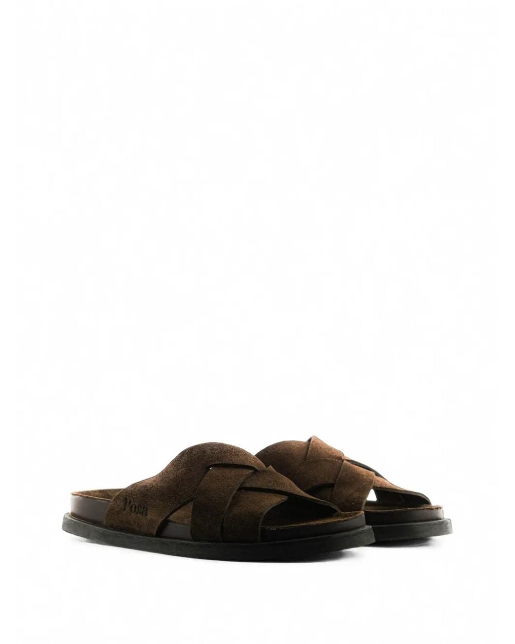 POSA Brown Sea-Slide Crossover Suede Slides for men