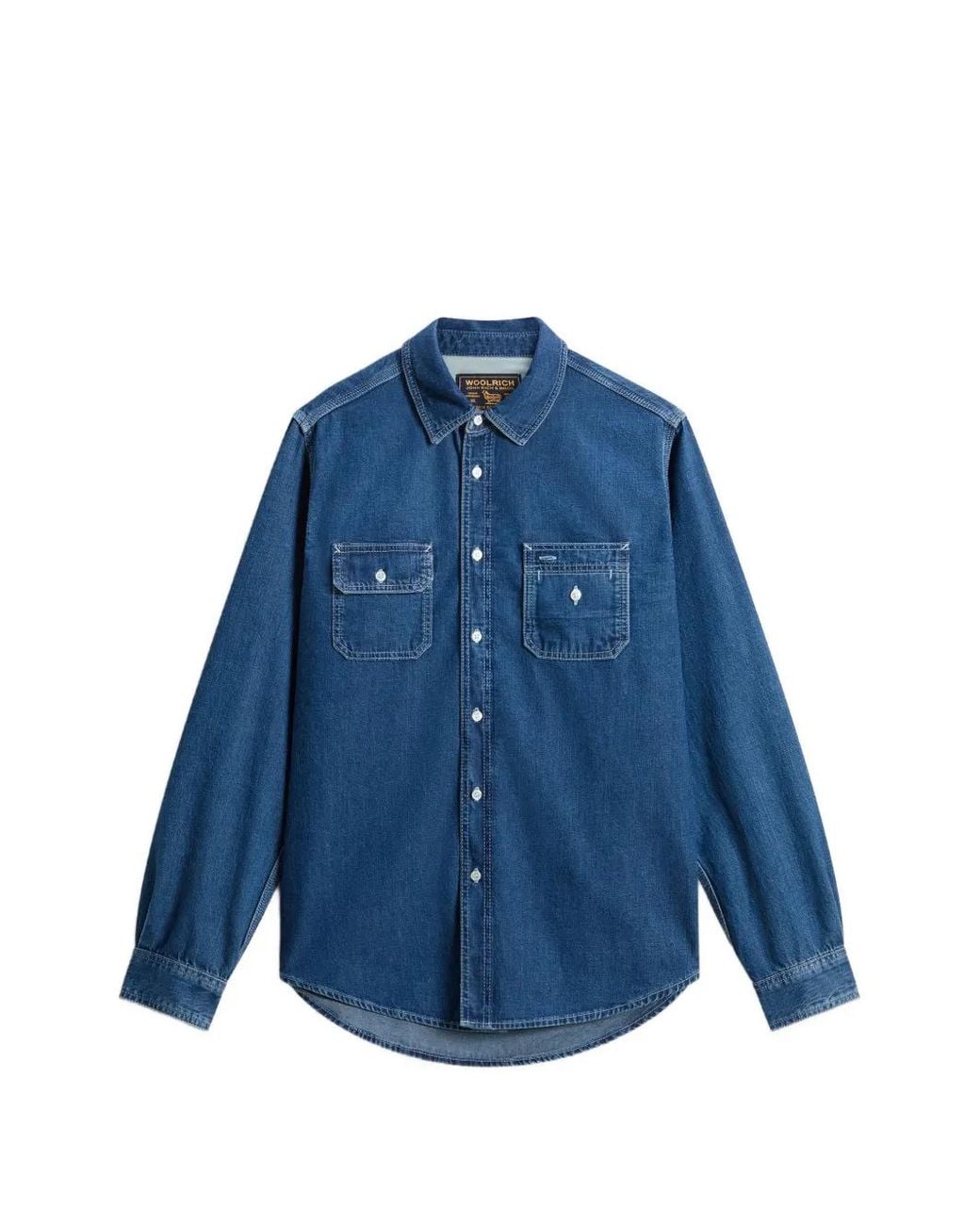 Woolrich Blue Chemise En Jean À Poche Poitrine for men