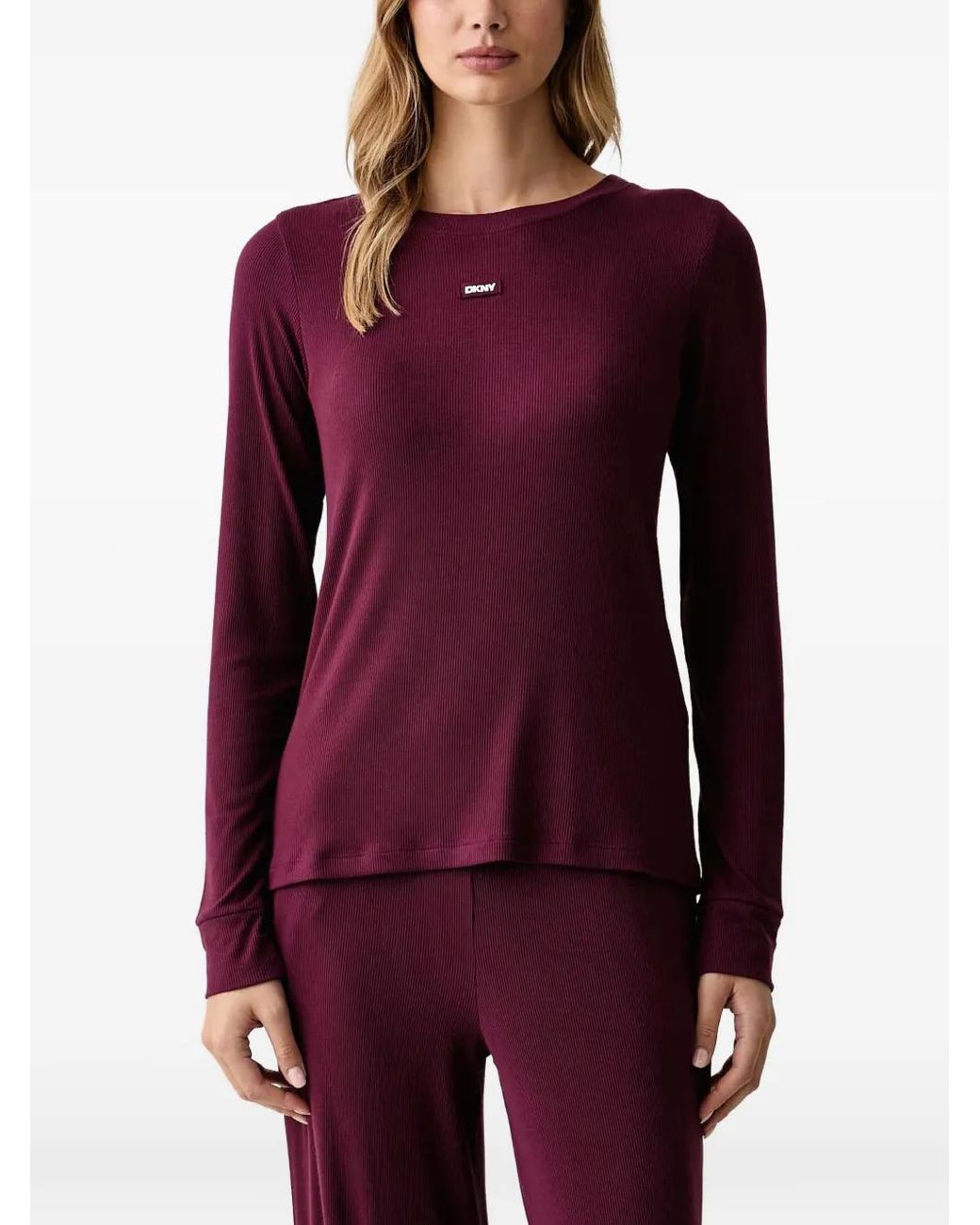 DKNY Purple Ribbed-Knit Pajamas