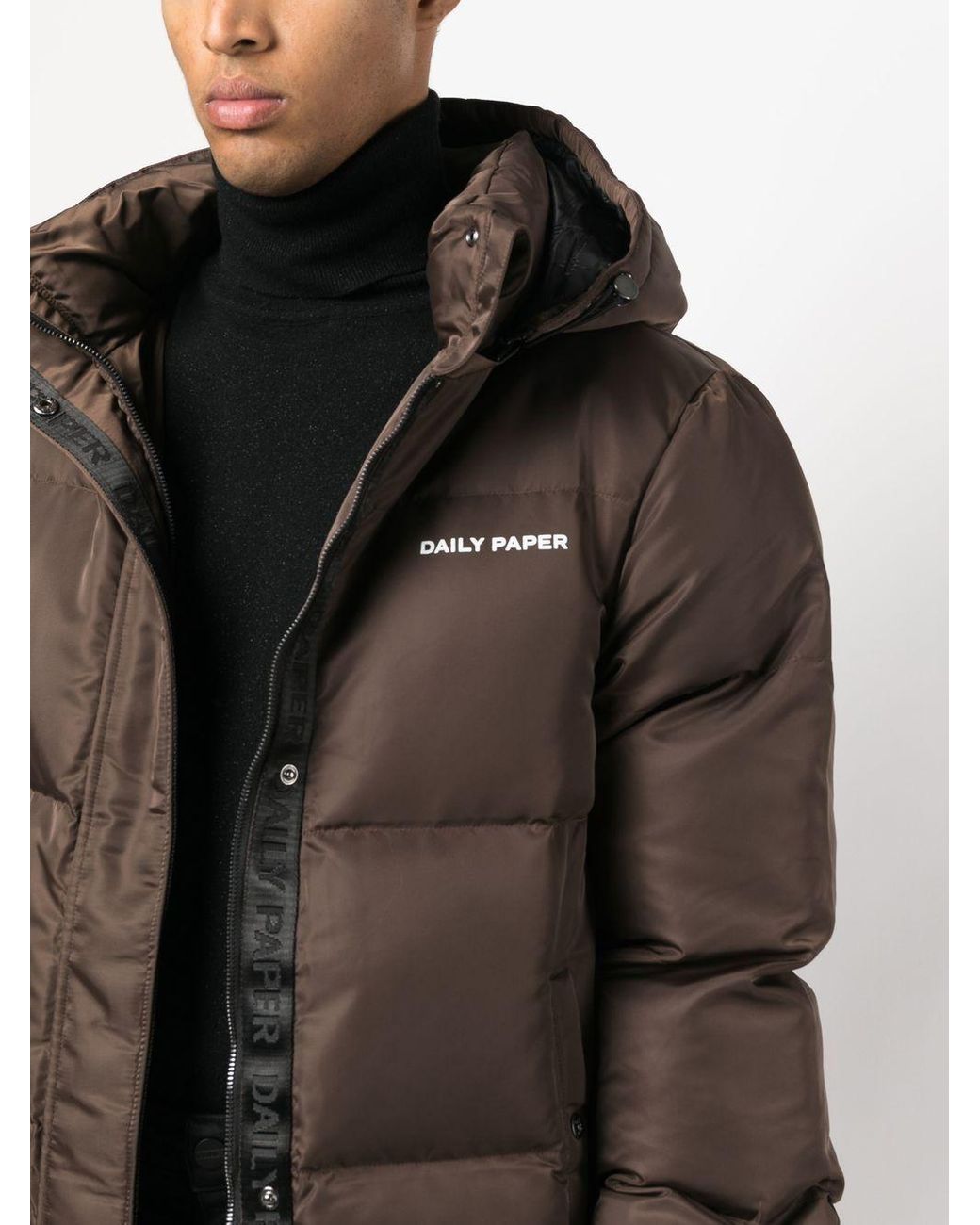 Daily Paper Epuffa Padded Hooded Parka in Brown for Men | Lyst