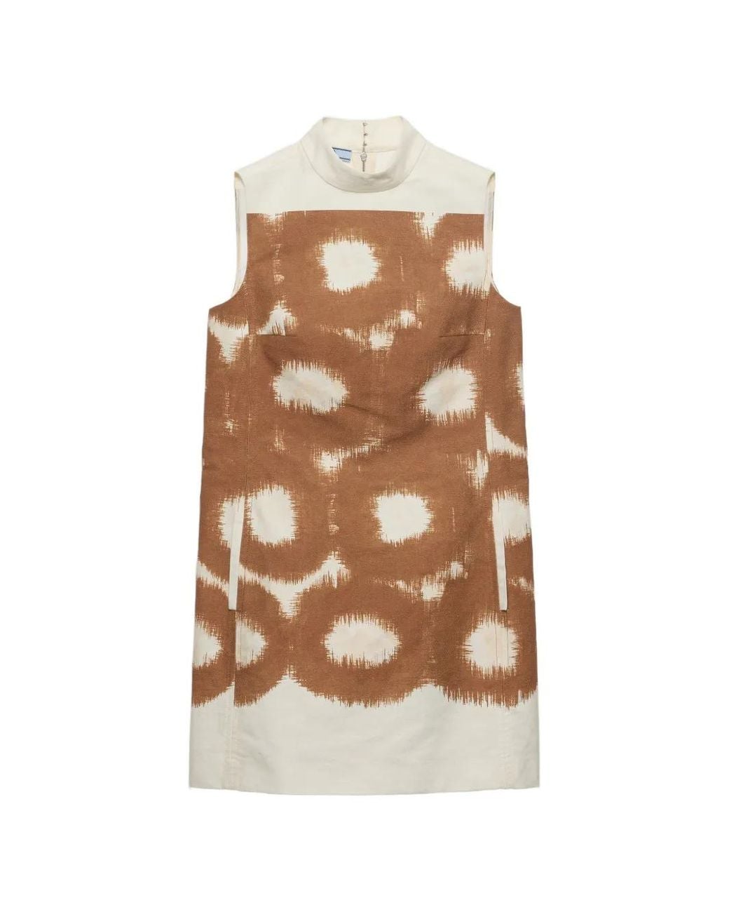 Prada Natural Printed Canvas Mini-Dress