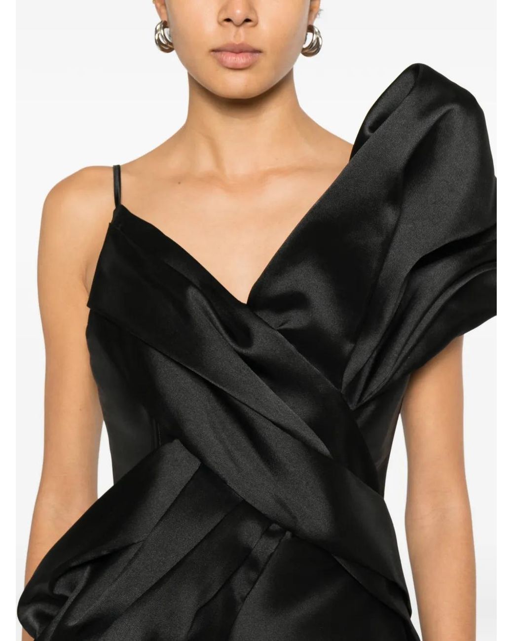 Marques'Almeida Black Bow V-Neck Mini Dress