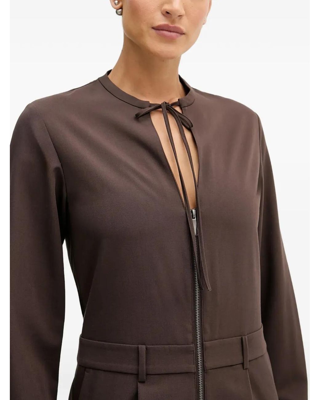 Sisley Brown Tie-Neck Jumpsuit
