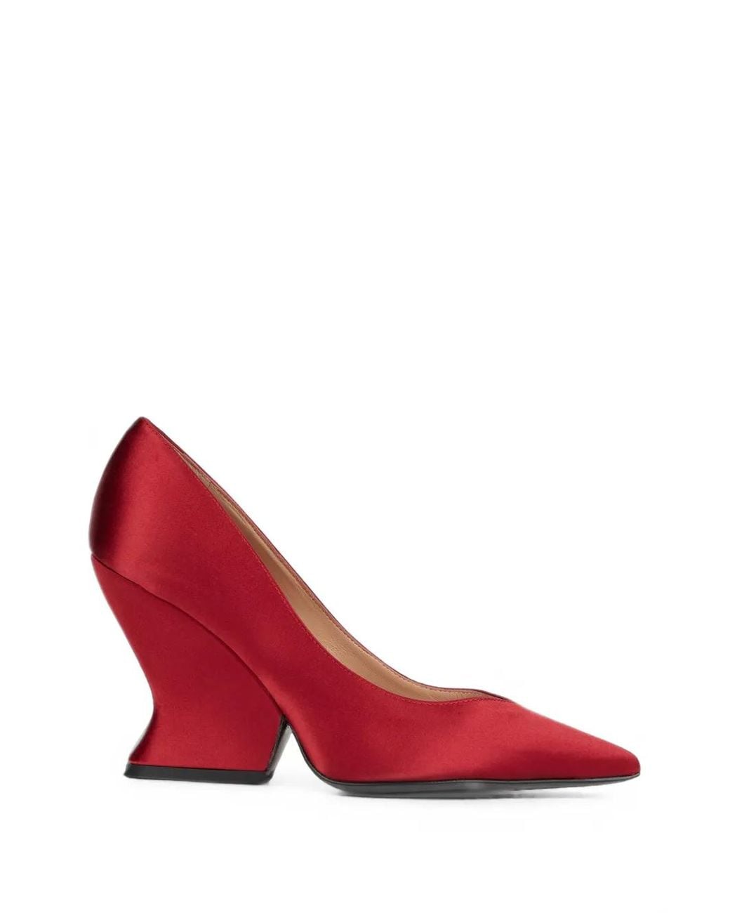 Alberta Ferretti Red Satin Pointed-Toe Pumps