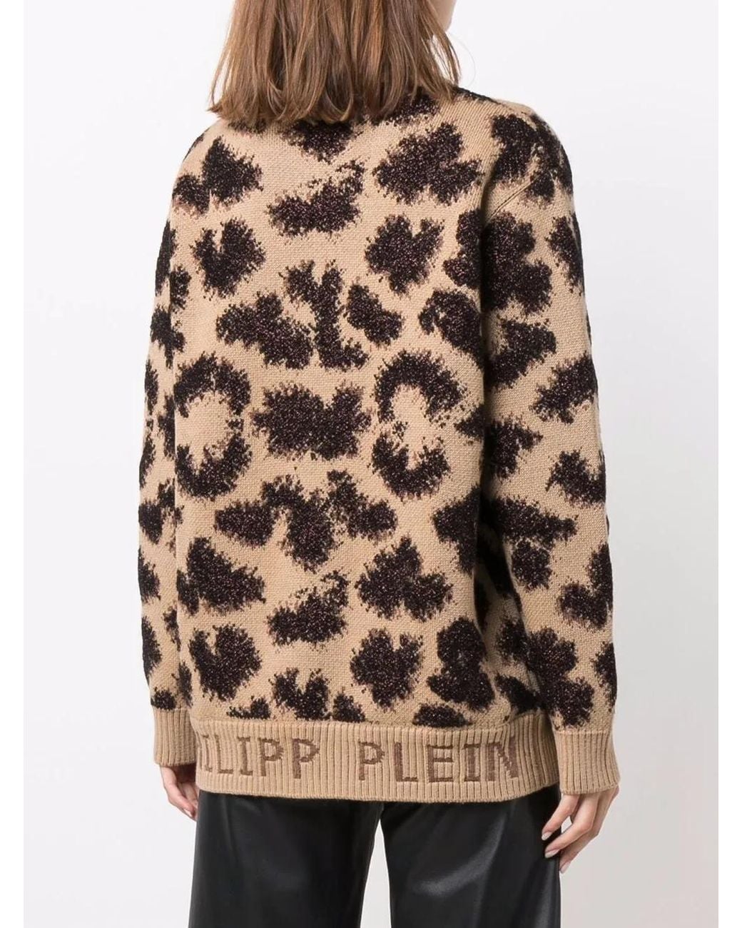 Philipp Plein Brown Pullover Mit Leopardenmuster