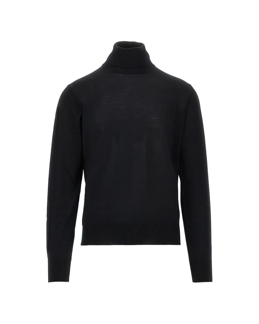 Emporio Armani Black Roll-Neck Wool Sweater for men