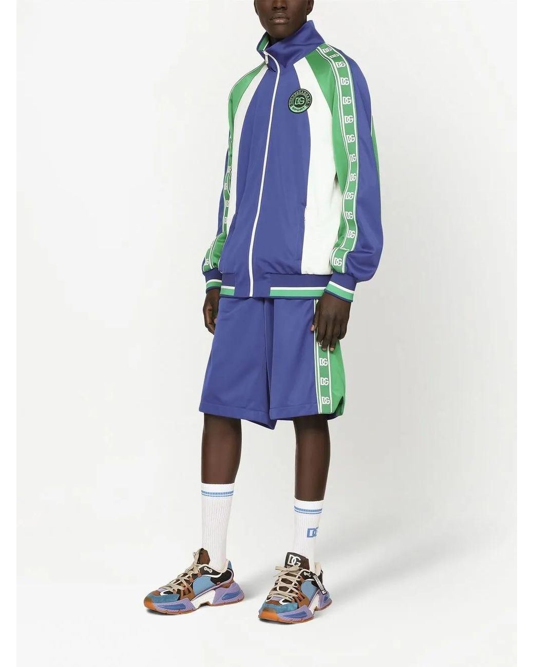 Dolce & Gabbana Blue Colour-Block Track Jacket for men