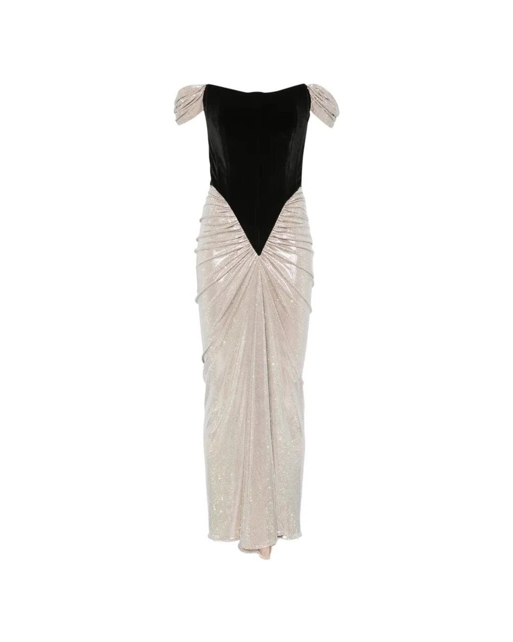 Miron White Velvet-Corset Crystal-Embellished Gown