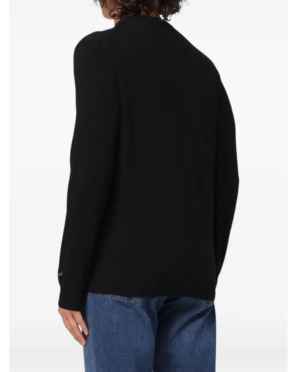 Woolrich Black Crew-Neck Lambswool Sweater for men