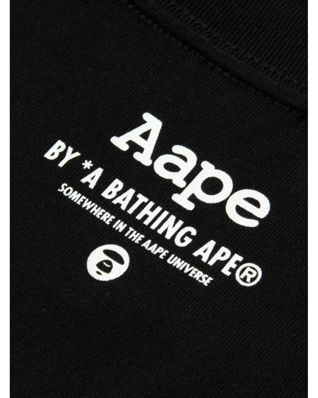 Aape By A Bathing Ape Black Graphic-Print T-Shirt for men