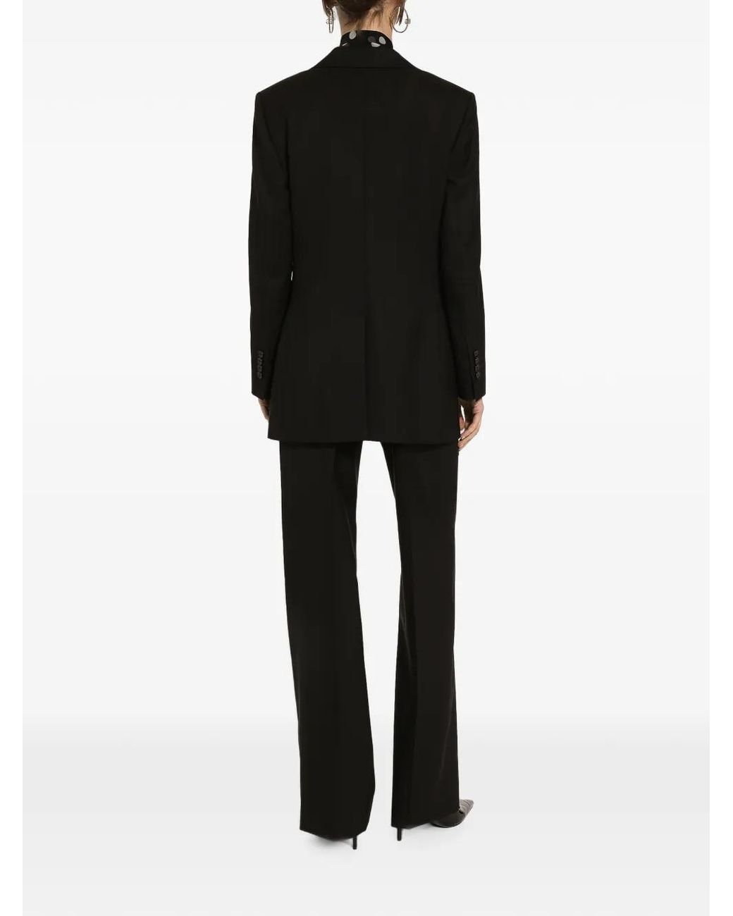 Dolce & Gabbana Black Flared Virgin-Wool Trousers