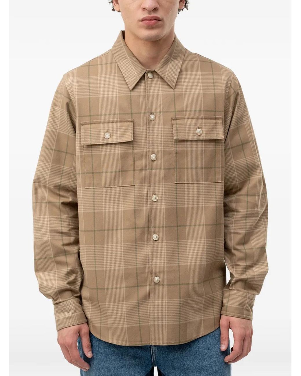 HUGO Natural Check-Pattern Flap-Pocket Shirt for men