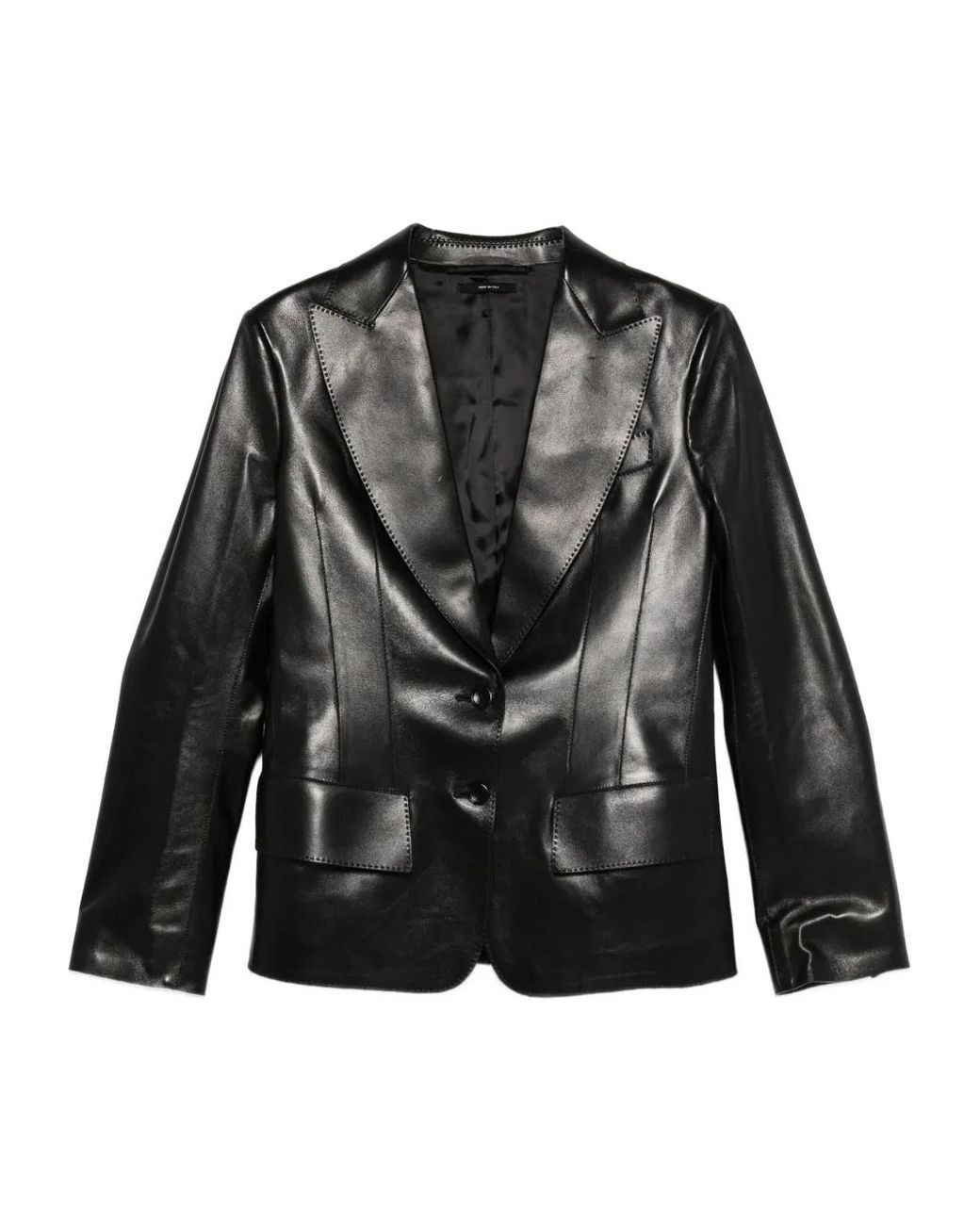 Tom Ford Black Notched-Lapel Leather Jacket