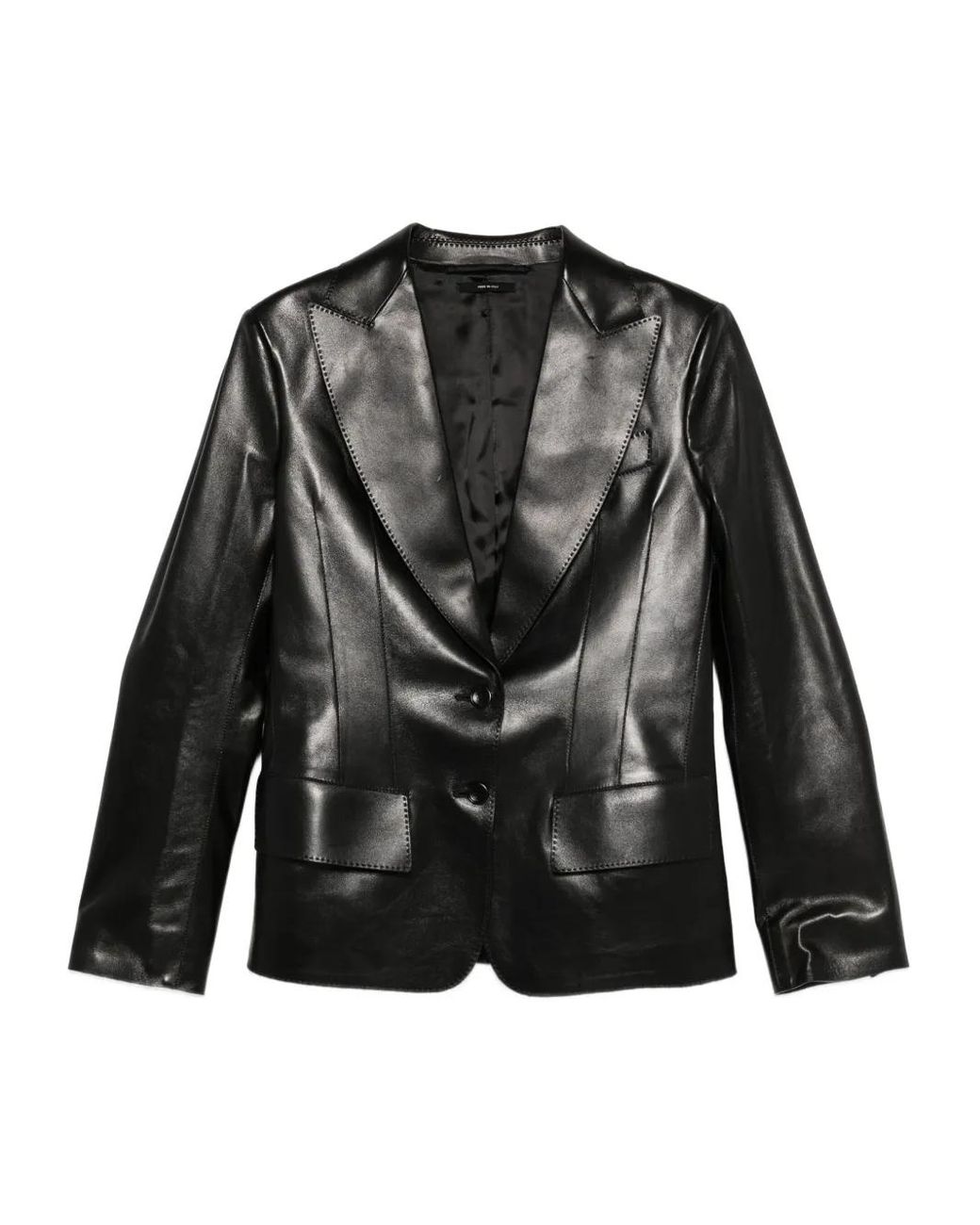 Tom Ford Black Notched-Lapel Leather Jacket