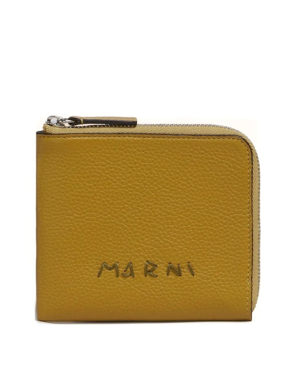 Marni Natural Zip-Around Wallet With Mending-Embroidery for men