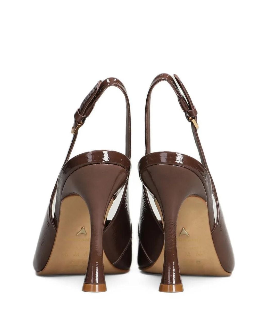 Carrano Brown Pointed-Toe Slingback Heeled Pumps