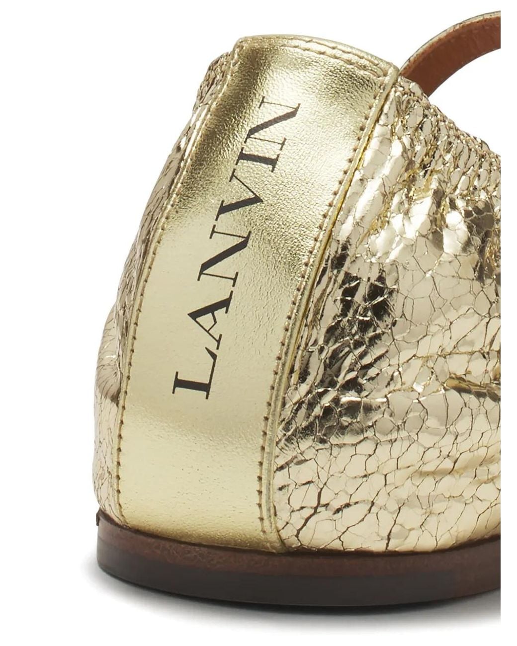 Lanvin Metallic Logo-Tag Leather Ballerinas
