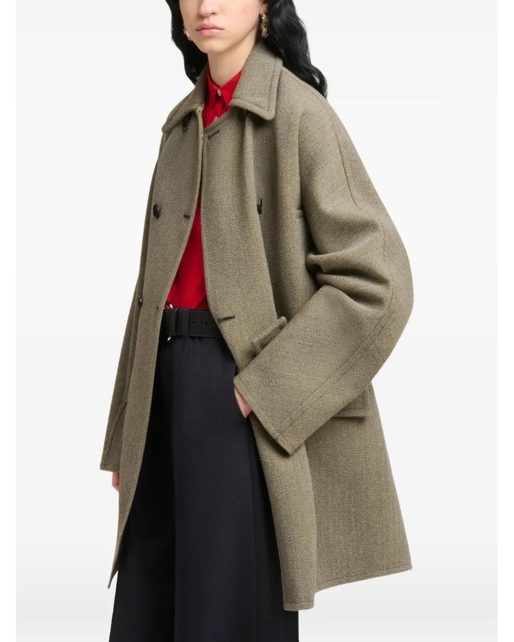 Marni Gray Double-Breasted Tweed Coat