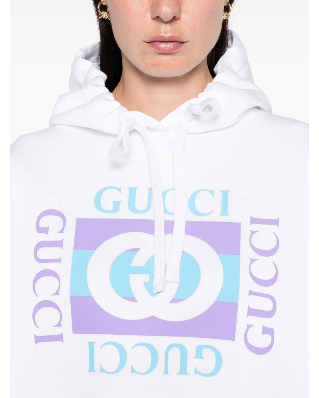 Gucci White Hooded Sweatshirt With Print