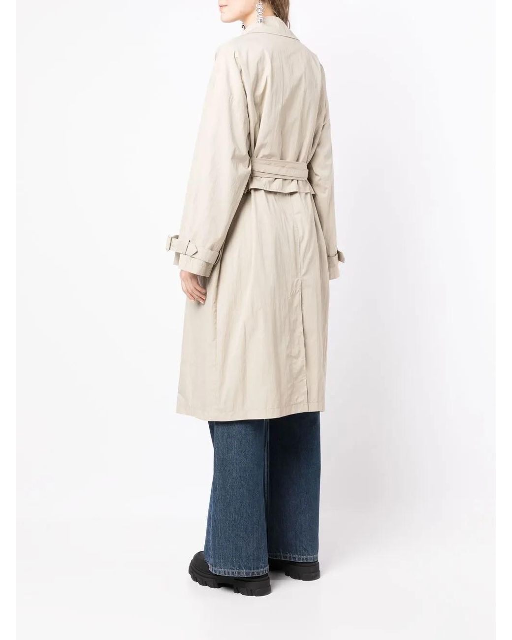 Gabardina con cinturón Pushbutton de color Natural