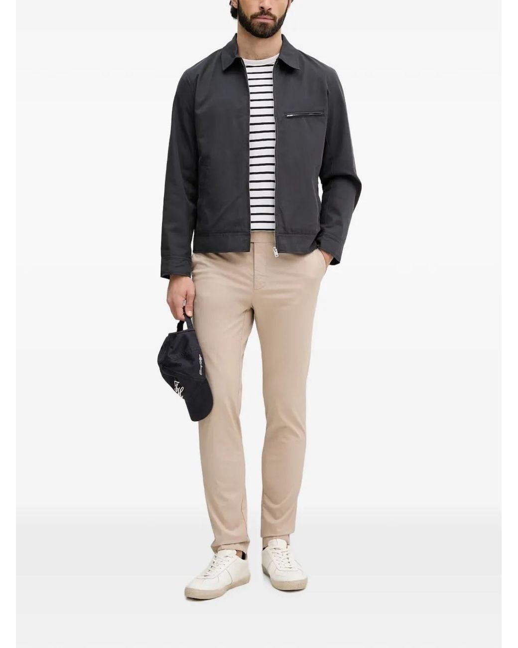 Hackett Natural Belt-Loops Logo-Patch Trousers for men