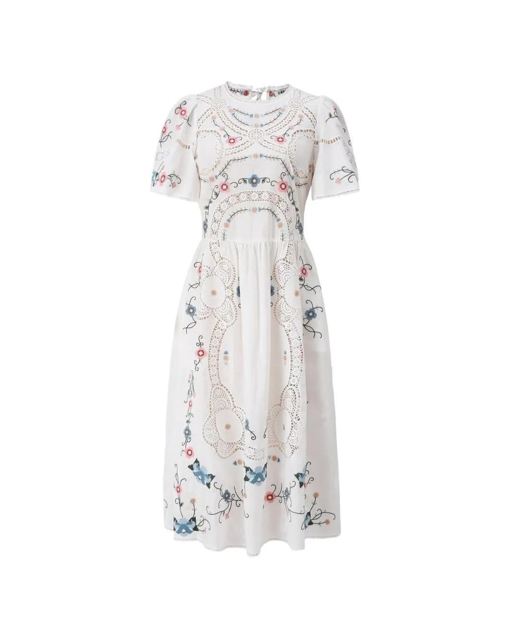 DREAM CATCHER White Jules Floral-Embroidered Broderie-Anglaise Midi Dress