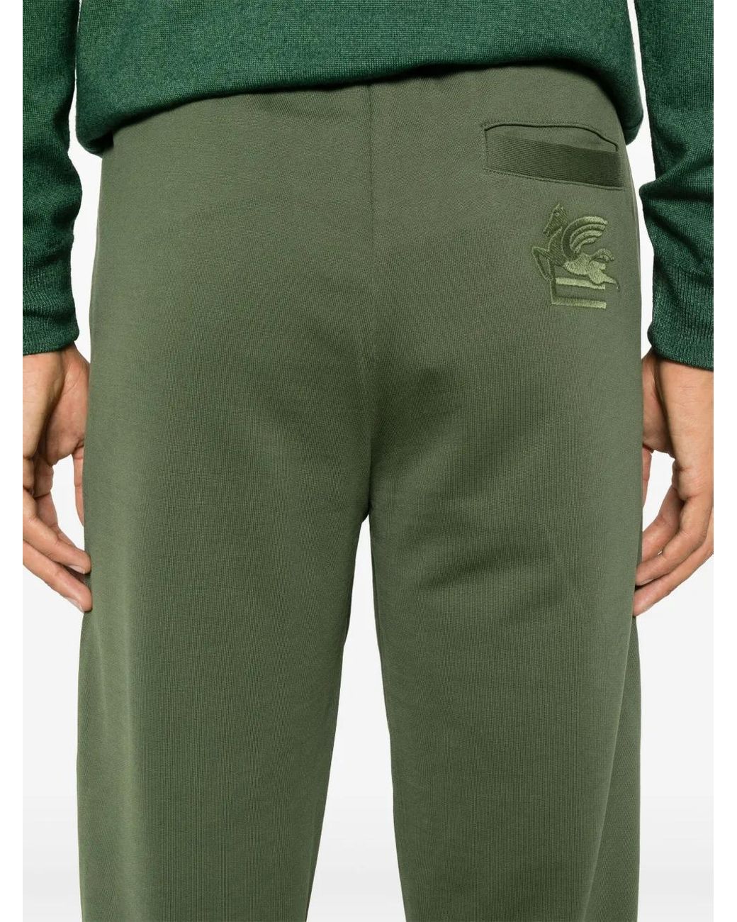 Etro Green Pegaso-Motif Track Pants for men