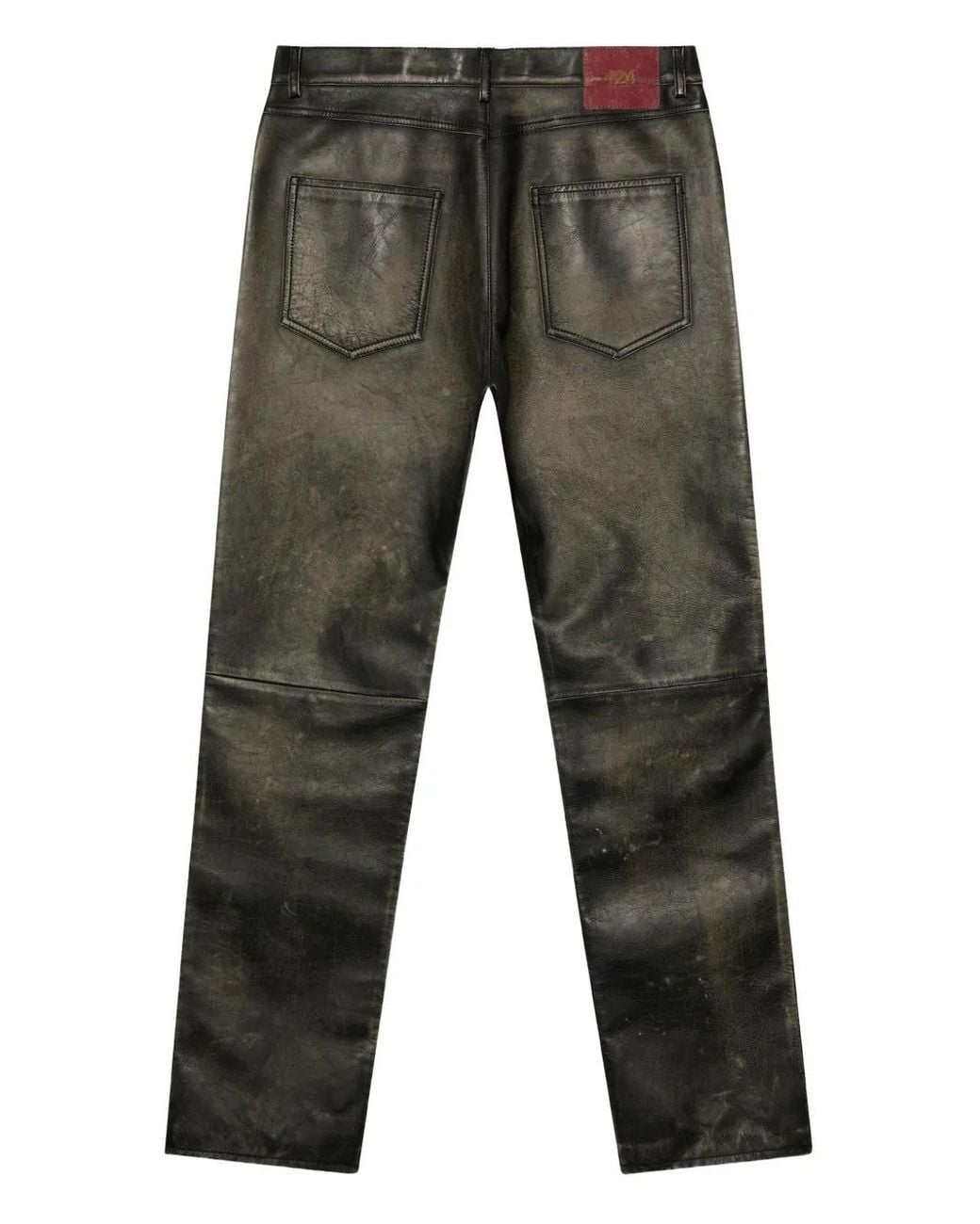 424 Gray Leather Five-Pocket Jeans for men